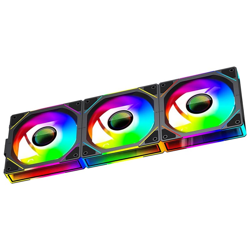 Jungle Leopard Interstellar V1 120mm Case Fan, Infinity Mirror Module Daisy-Chain 5V ARGB PWM PC Fan Triple Pack Suitable for Computer Case & CPU Cooling(Black-3 Pack) - Image 1